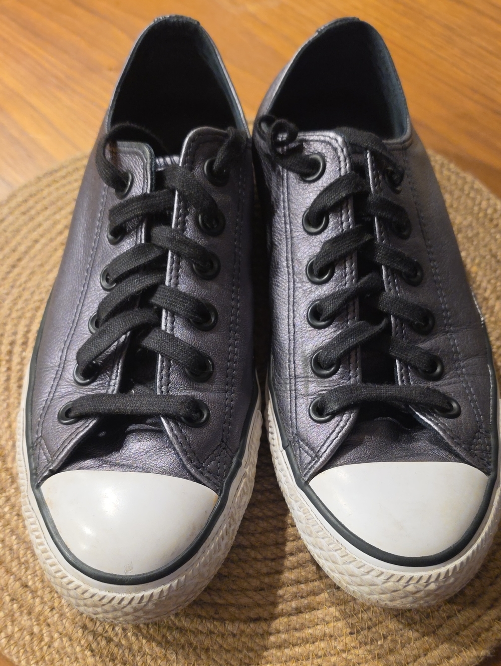 Converse Women’s Low-Top Lace-Up Sneakers in Metallic Graphite